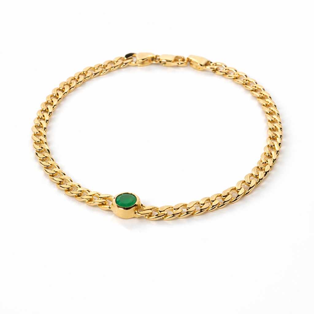 CHAIN PULSERA CON ESMERALDA